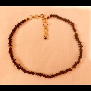 Sarafiné Garnet Necklace with Brass chain